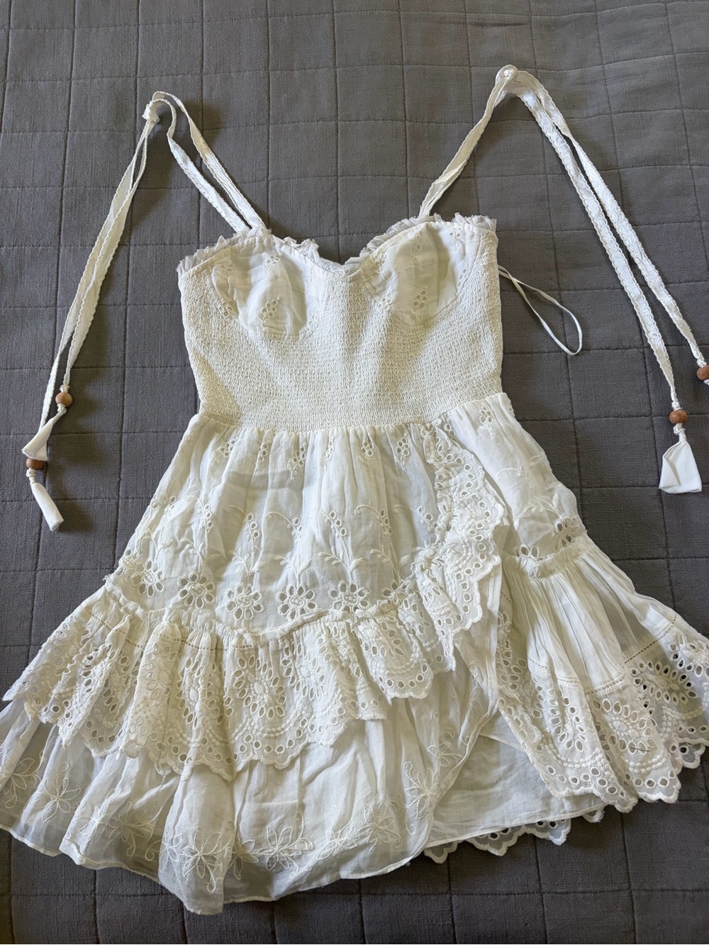 LoveShackFancy White Eyelet Tiered Sundress